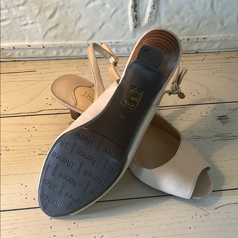 J.Renee Nude-Tan Peep-Toe Heels with Slingback - Picture 5 of 6